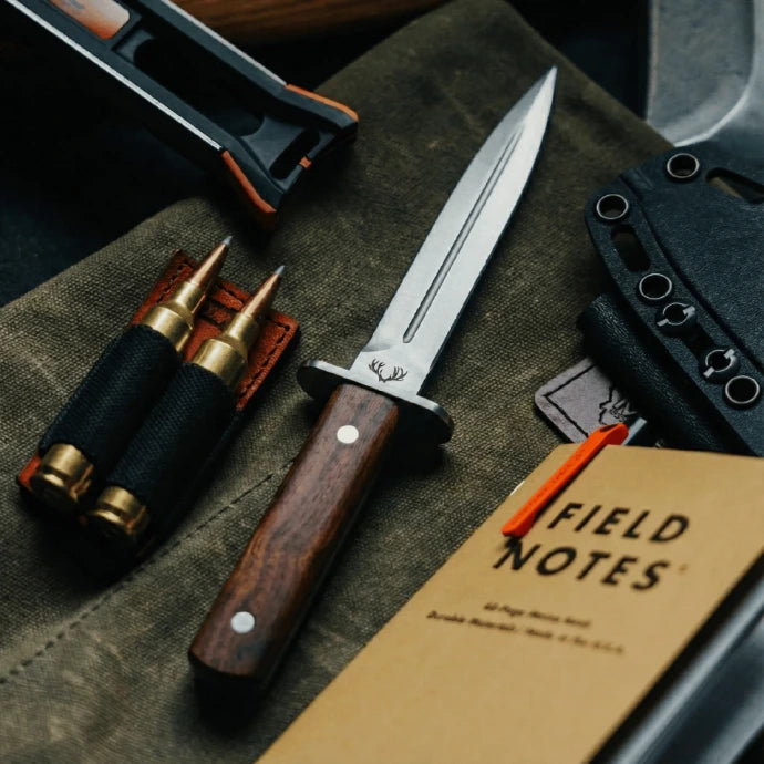 Dague de chasse L'Épine vue complète avec étui cuir et lame - Dufour France